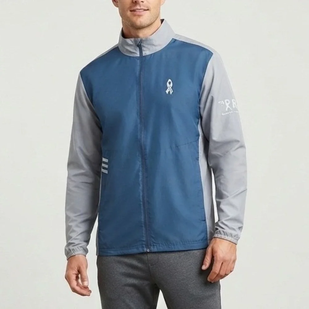 Adidas Golf Mens Navy Grey Full Zip Windbreaker Jacket CY7447 Large NWT